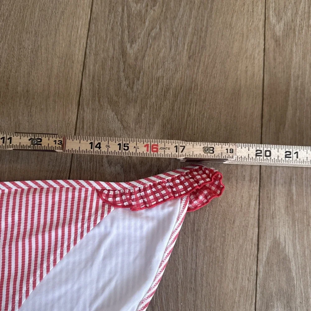 Aerie Women's Red Stripe Ruffle Sides Bikini Bottoms Size‎ XL NWOT